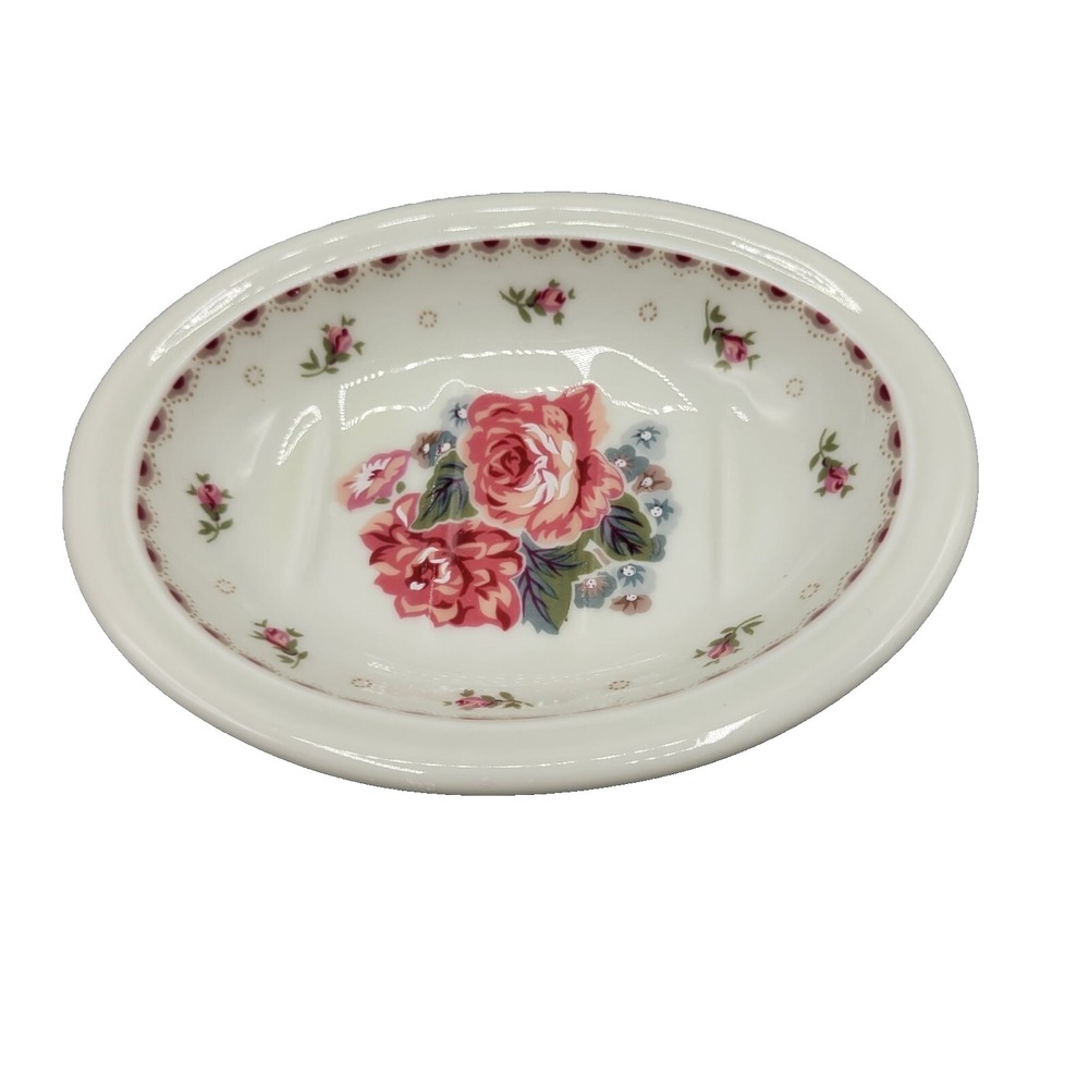 Andre Richard Country Classic Rose Oval Soap Dish Floral Pattern Ceramic Japan
